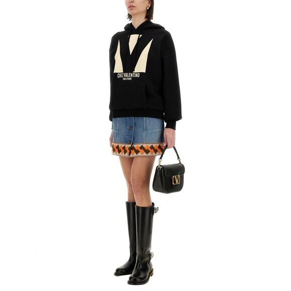 Valentino Women Cotton Hoodie With Print - Picture 2 of 4